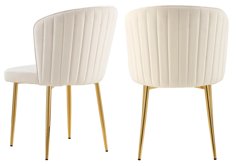 Chaise de salle à manger design en velours beige - Diva x4