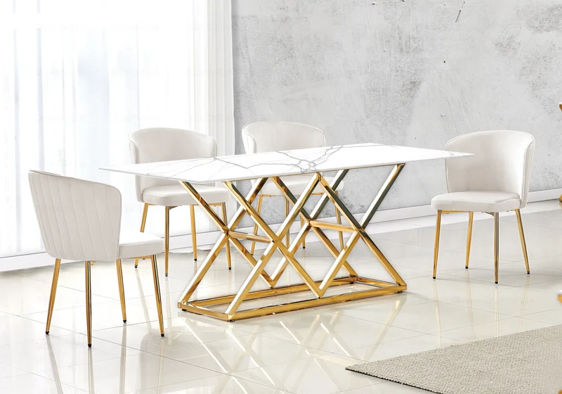 Chaise de salle à manger design en velours beige - Diva x4