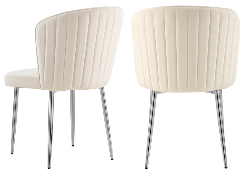 Chaise de salle à manger design en velours beige - Diva x4