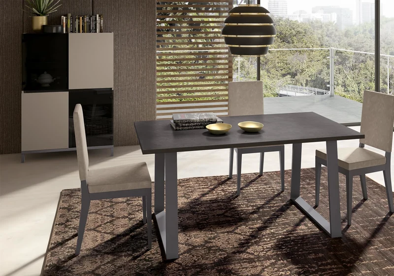 Table à manger extensible effet marbre et bois - Kali