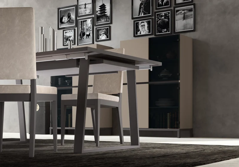 Table à manger extensible effet marbre et bois - Kali