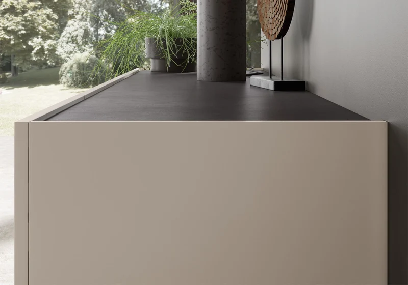 Meuble TV 4 portes effet marbre pieds métal - Kali