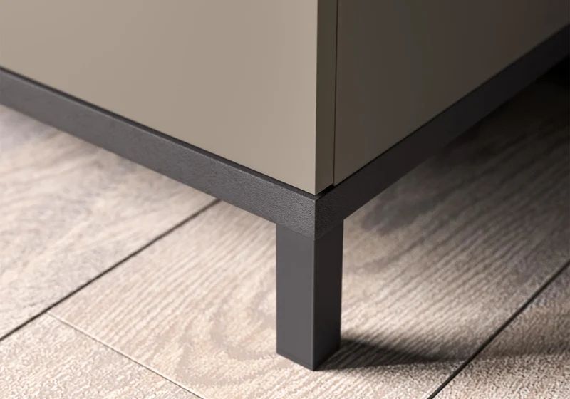 Meuble TV 4 portes effet marbre pieds métal - Kali