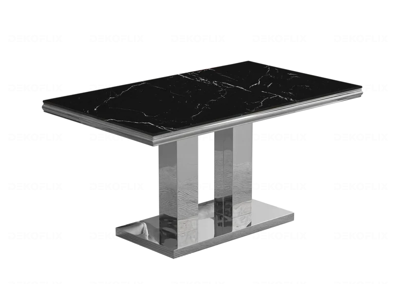 Table basse marbre noir argent design - Versus