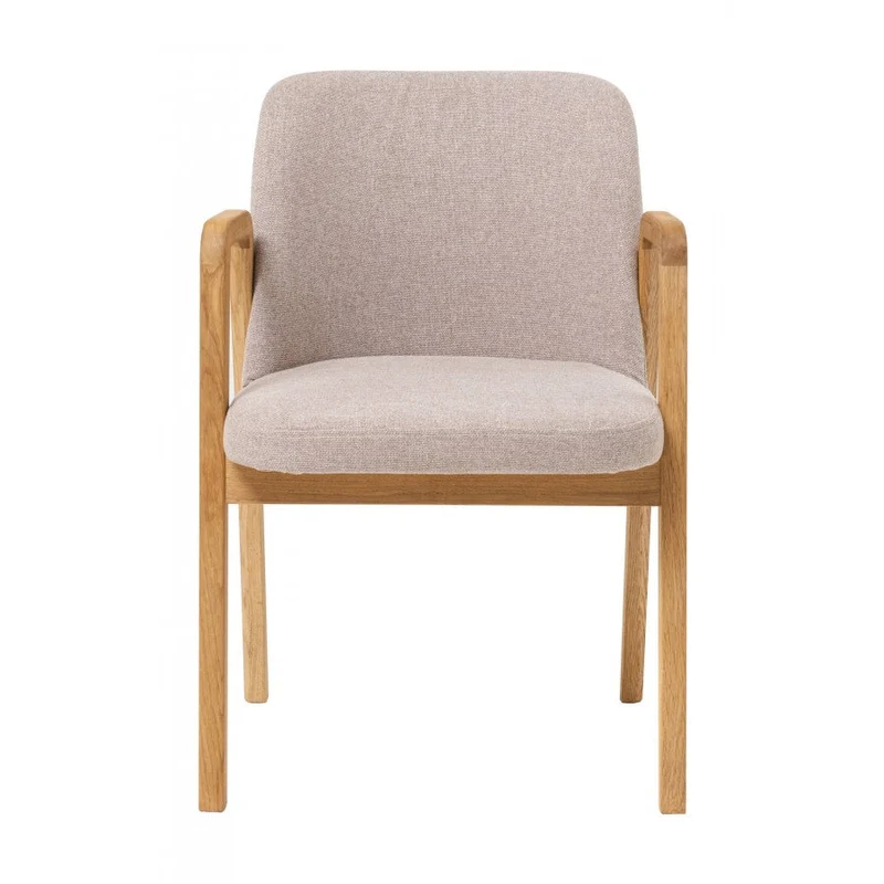 Chaise de salle à manger en bois massif de chêne Chill, revêtement en tissu Gris / Beige – Lot de 2 ou 4 chaises - VESKOR