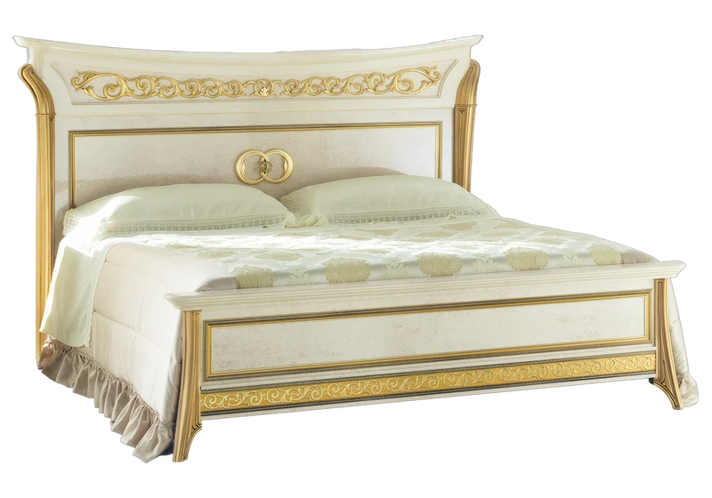 Lit double effet marbre ivoire et or - Melodia