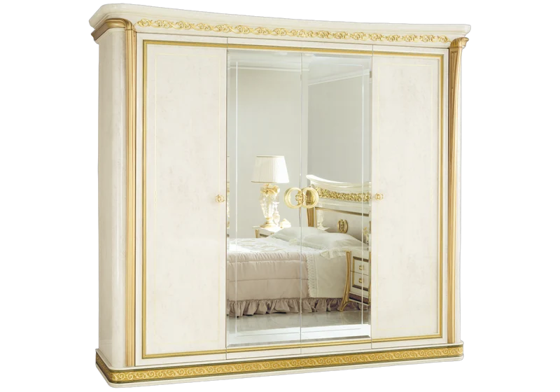 Chambre complète 4 portes effet marbre ivoire et or – Melodia