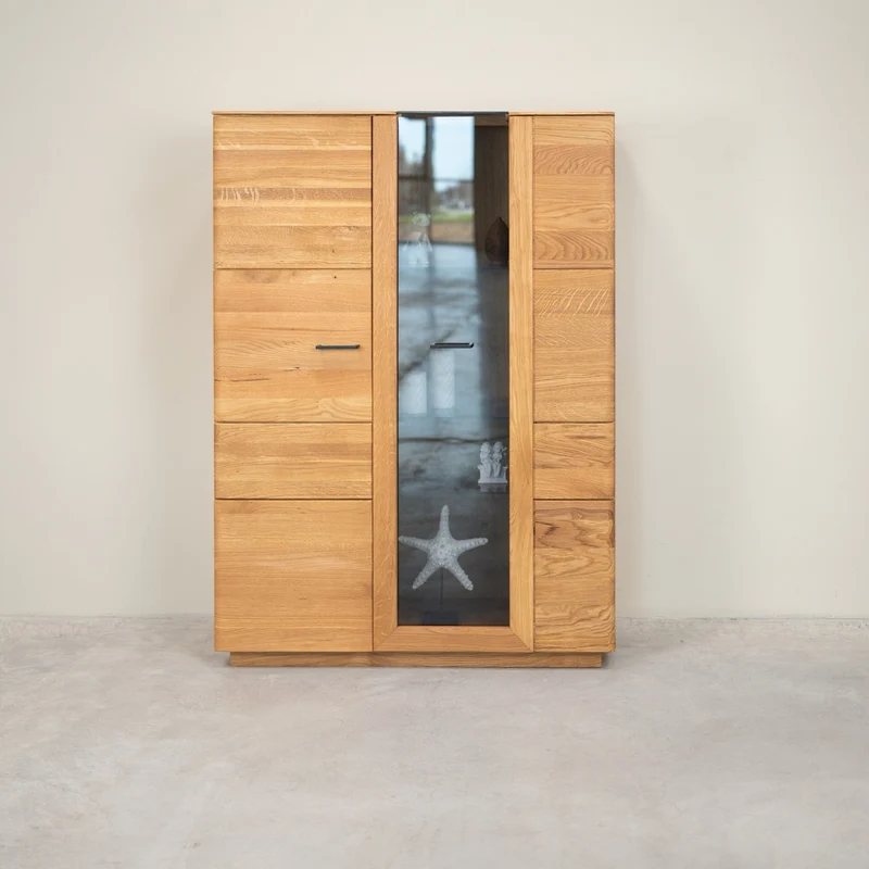 Buffet vitrine en bois massif de chêne Arvik - NordicStory