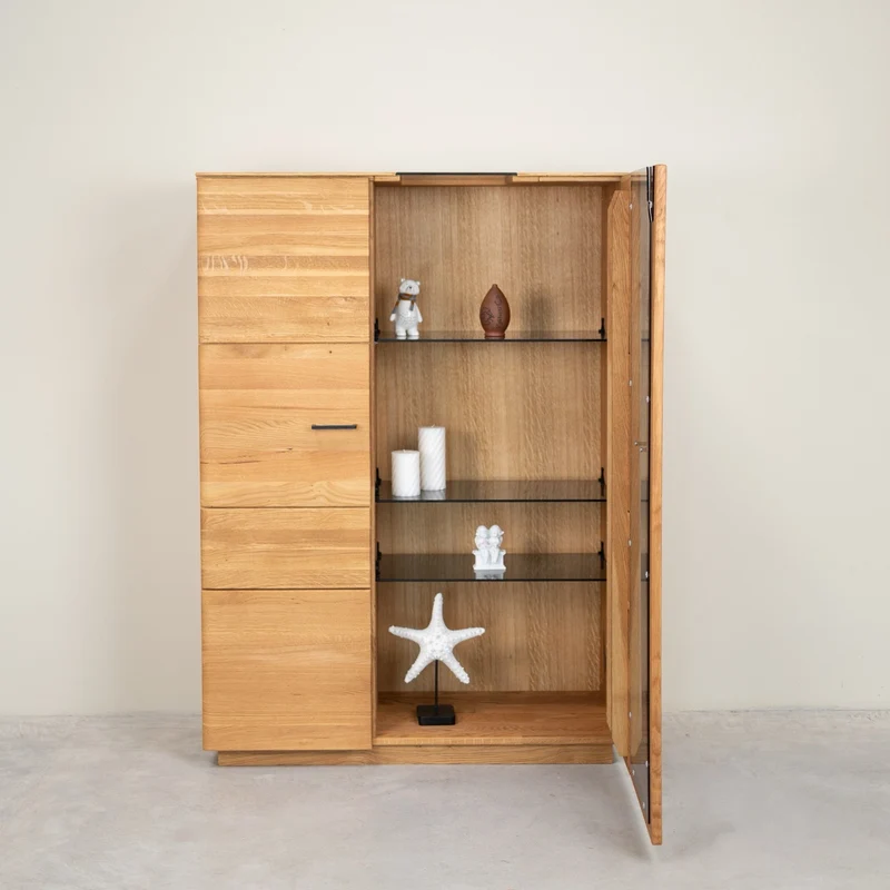 Buffet vitrine en bois massif de chêne Arvik - NordicStory