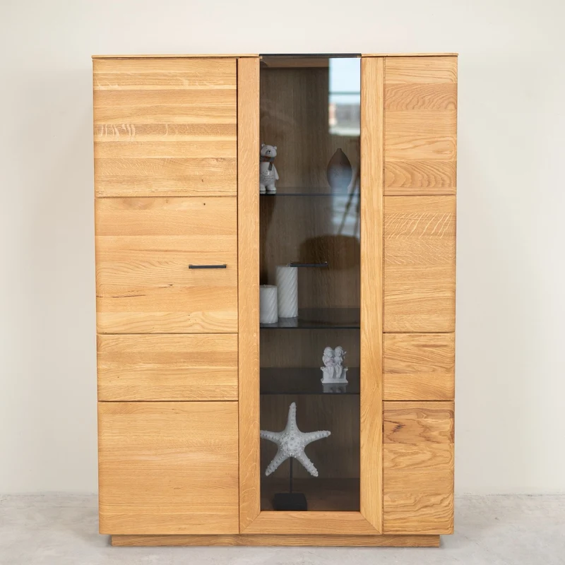 Buffet vitrine en bois massif de chêne Arvik - NordicStory