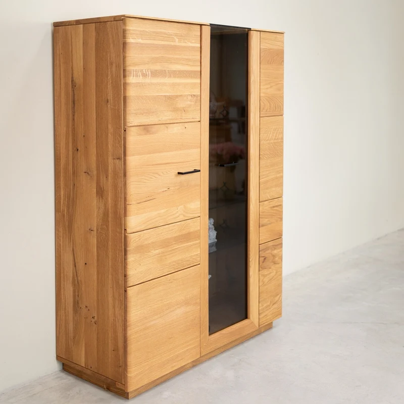 Buffet vitrine en bois massif de chêne Arvik - NordicStory