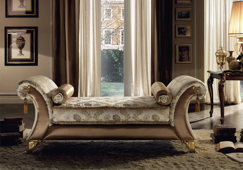 Chaise longue d'apparat capitonnée avec traversin - Vittoria
