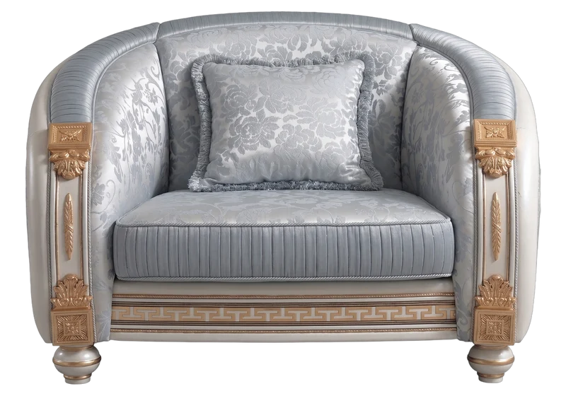 Fauteuil baroque italien bleu argenté - Liberty