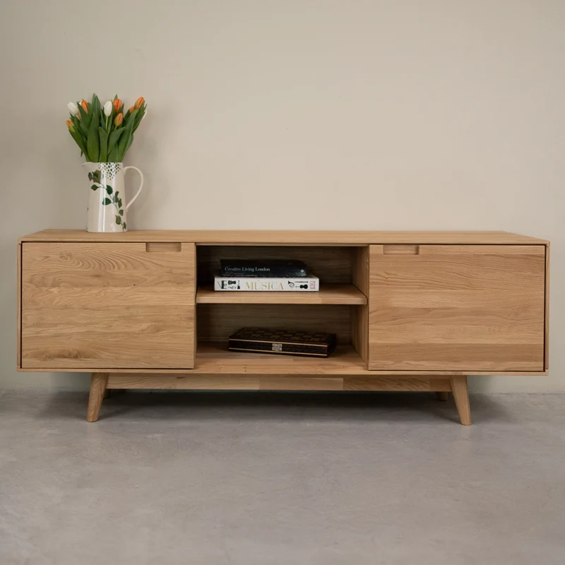 Meuble TV en bois massif de chêne Escandi Atelier - NordicStory