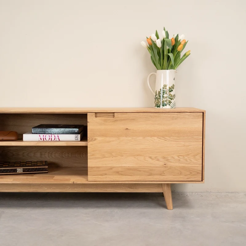 Meuble TV en bois massif de chêne Escandi Atelier - NordicStory