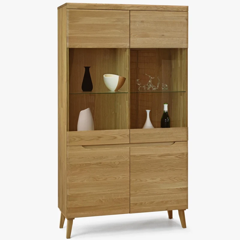 Buffet vitrine en bois massif de chêne Milan 2 - NordicStory