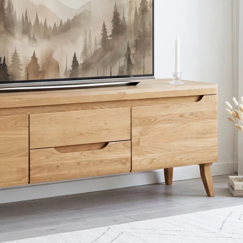 Meuble TV en bois massif de chêne Milan - NordicStory