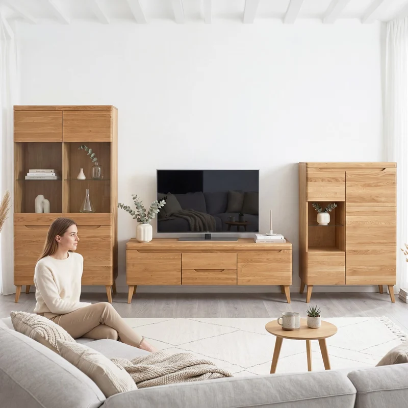 Meuble TV en bois massif de chêne Milan - NordicStory