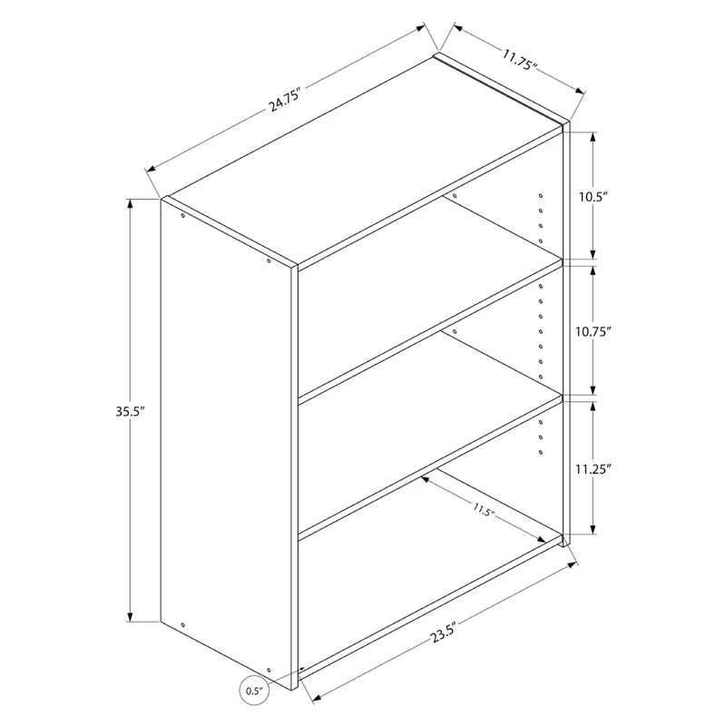 Étagère en MDF/stratifié avec 3 tablettes - I 7476-7478