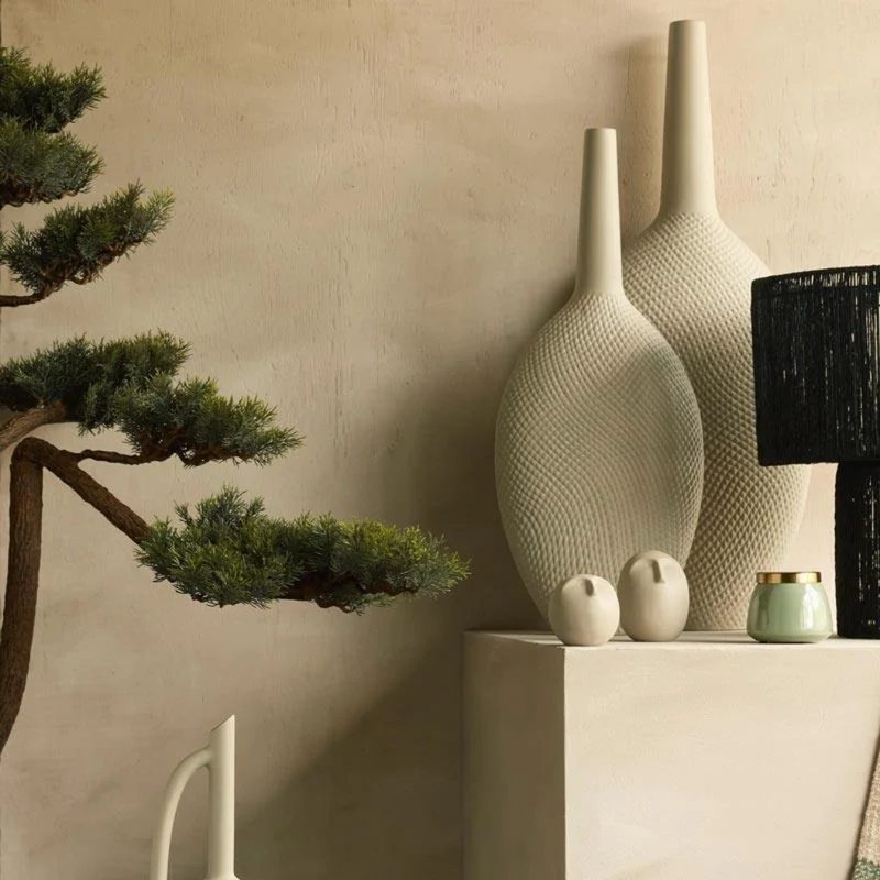 Vase en céramique texturée beige-greige - Hawana