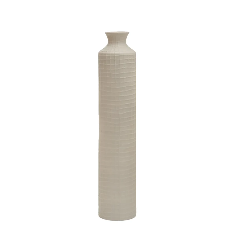 Vase en céramique à motif en grille beige - Skyler