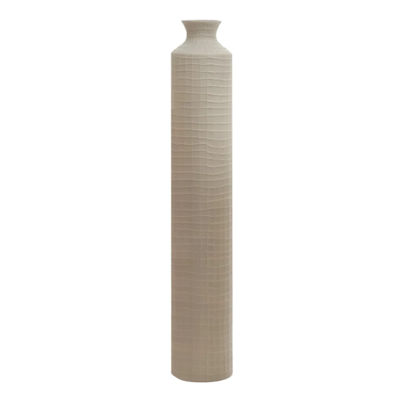 Vase en céramique à motif en grille beige - Skyler