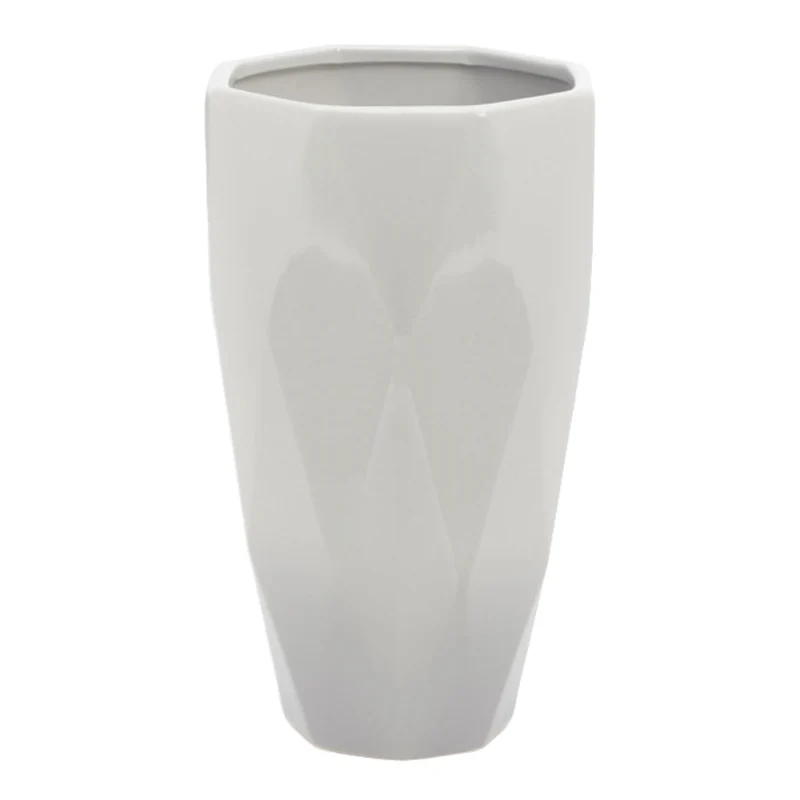 Vase en céramique taupe pâle d'une forme géométrique - Almada