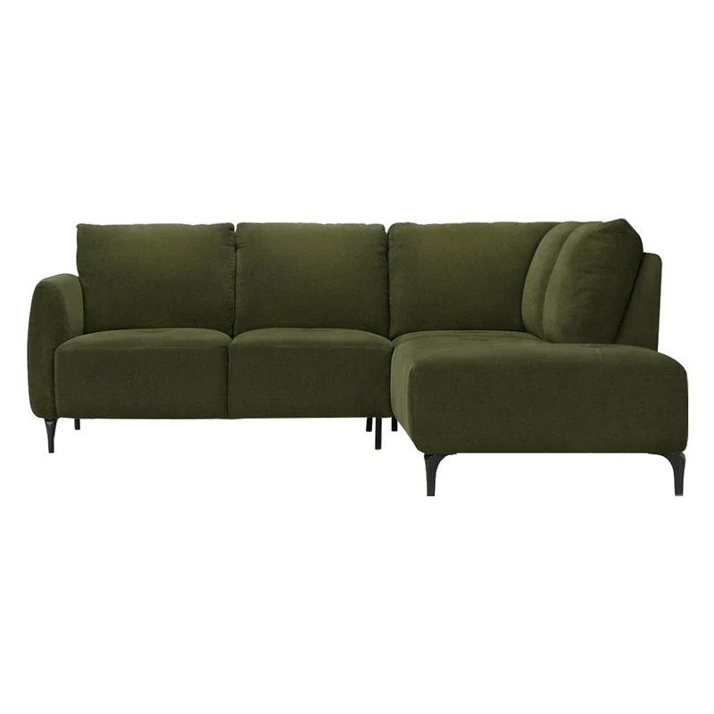 Sectionnel en tissu vert foncé avec chaise longue - Janlie