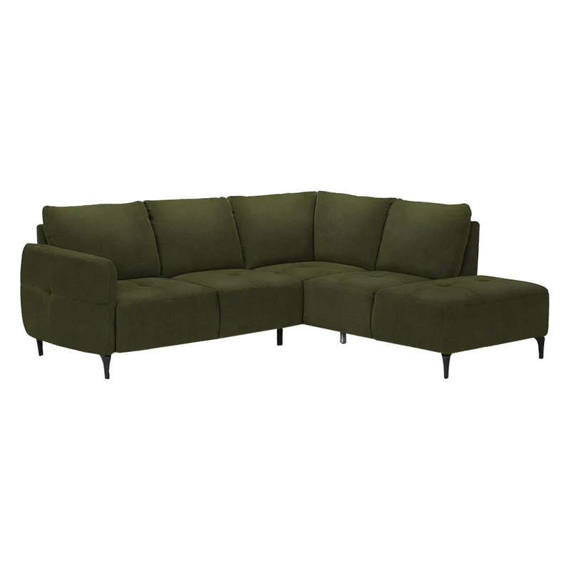 Sectionnel en tissu vert foncé avec chaise longue - Janlie
