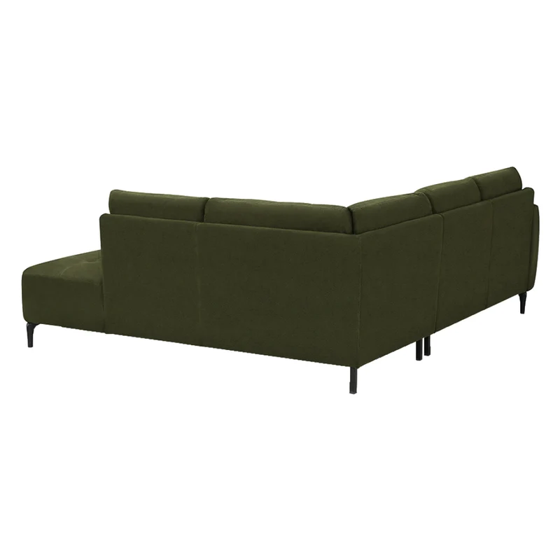 Sectionnel en tissu vert foncé avec chaise longue - Janlie