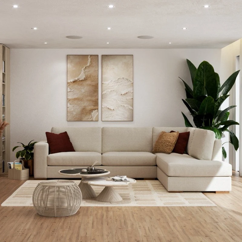 Causeuse stationnaire en tissu beige - Tennyson