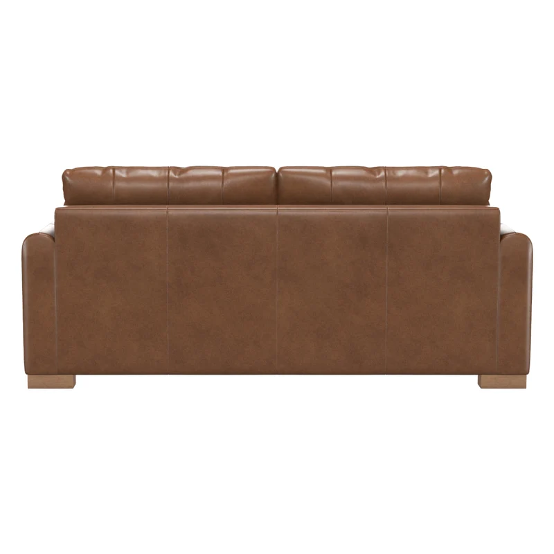 Sofa condo stationnaire en cuir brun - Eliot