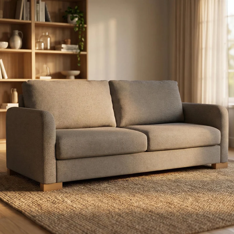 Sofa condo stationnaire en cuir brun - Eliot
