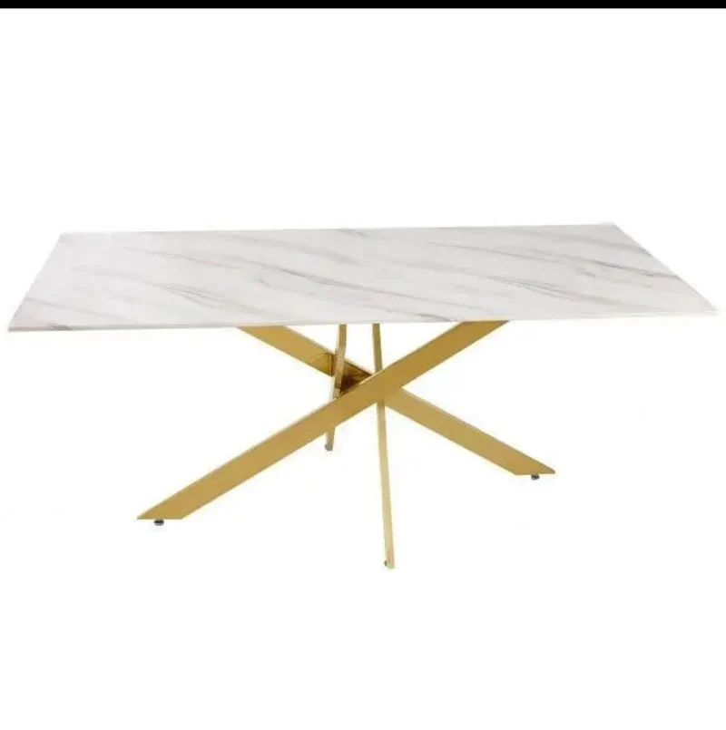 TABLE REPAS JESSICA RECTANGLE GOLD MARBRE 150x90cm
