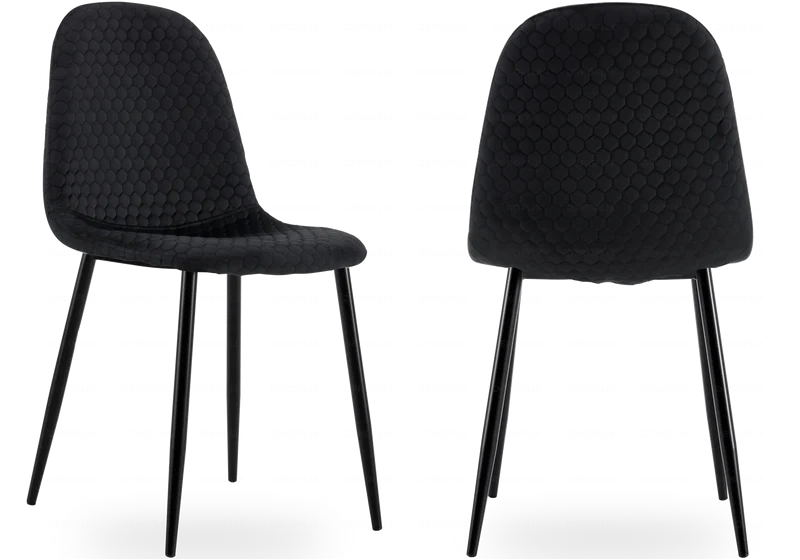 Chaises scandinaves en velours alvéolé noir - Alma x6