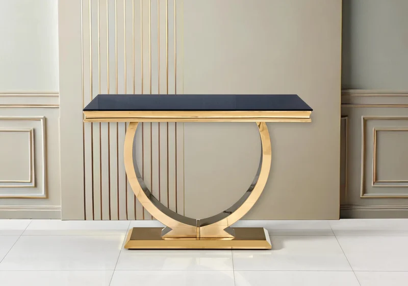 Console verre noir doré - Bobo
