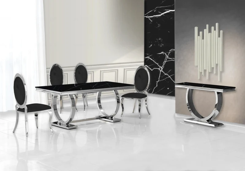 Table basse marbre noir argent - Bobo