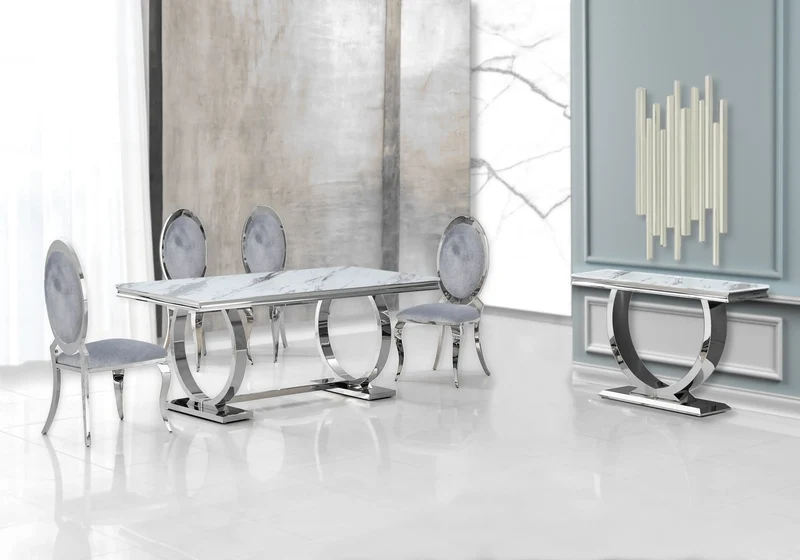 Table basse marbre blanc argent - Bobo