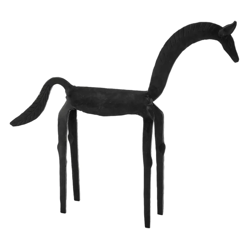 Sculpture en forme de cheval en fer noir