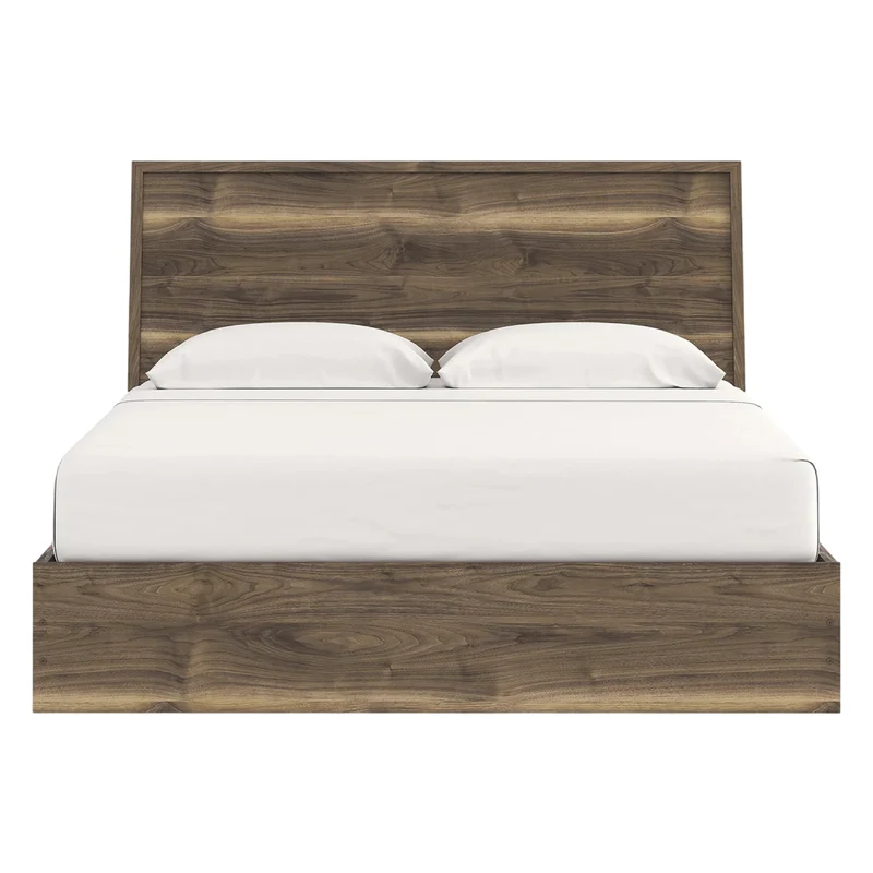 Lit complet en bois/MDF brun noyer avec 4 tiroirs Simple / Double / Grand / Très grand - Chirason