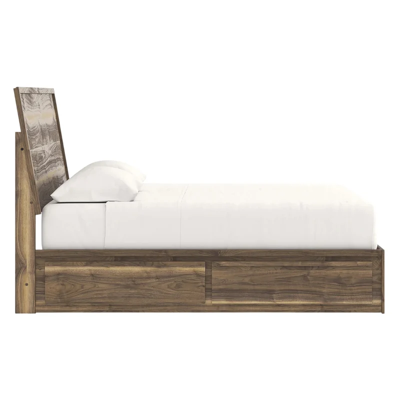 Lit complet en bois/MDF brun noyer avec 4 tiroirs Simple / Double / Grand / Très grand - Chirason