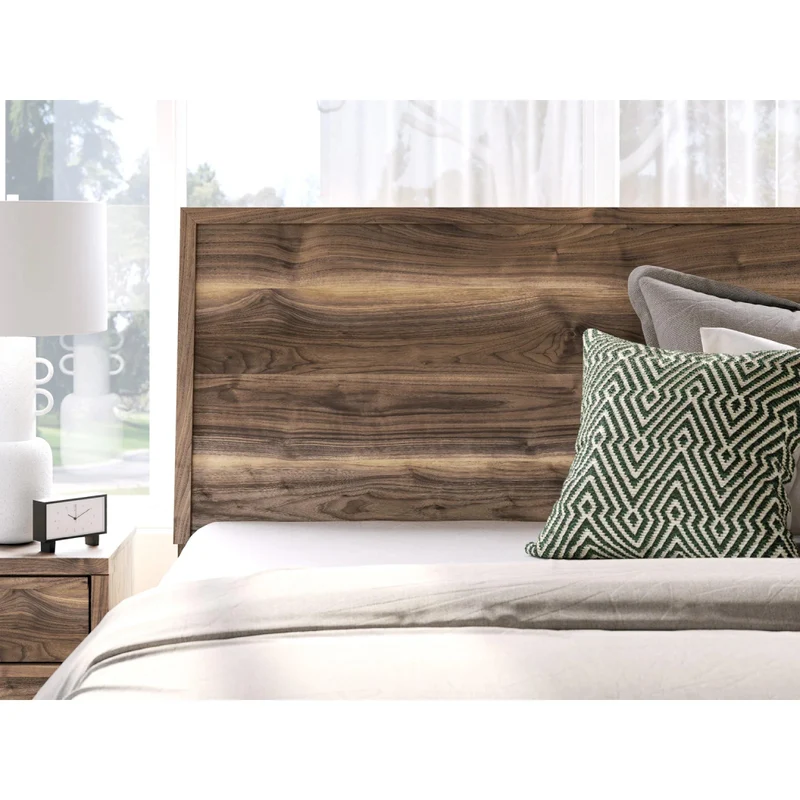 Lit complet en bois/MDF brun noyer avec 4 tiroirs Simple / Double / Grand / Très grand - Chirason