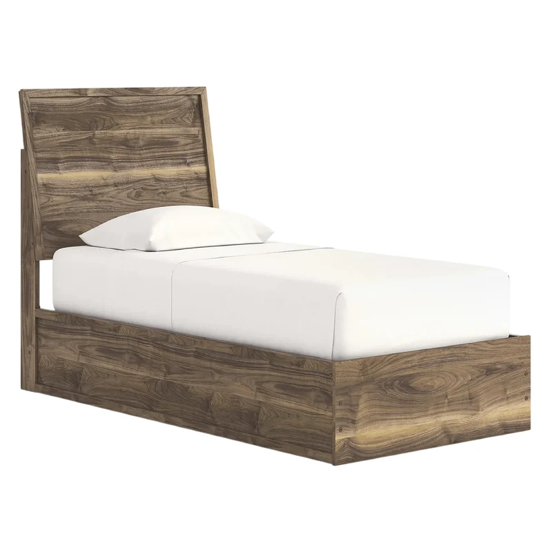 Lit complet en bois/MDF brun noyer Simple / Double / Grand / Très grand - Chirason