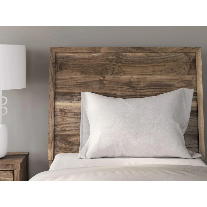Lit complet en bois/MDF brun noyer Simple / Double / Grand / Très grand - Chirason