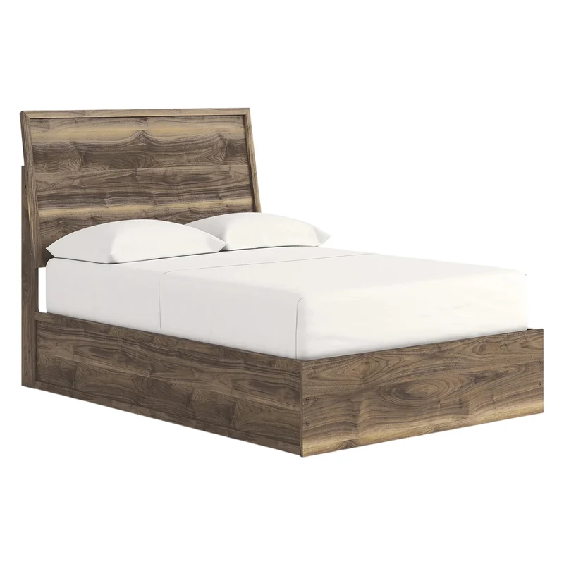 Lit complet en bois/MDF brun noyer Simple / Double / Grand / Très grand - Chirason