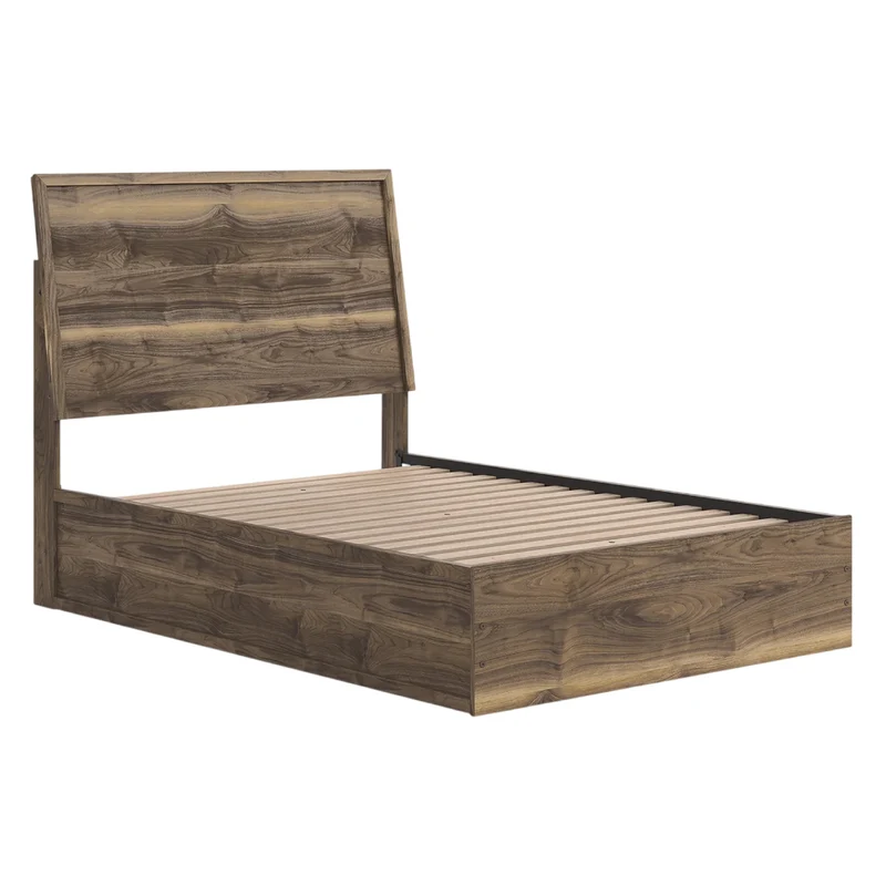 Lit complet en bois/MDF brun noyer Simple / Double / Grand / Très grand - Chirason