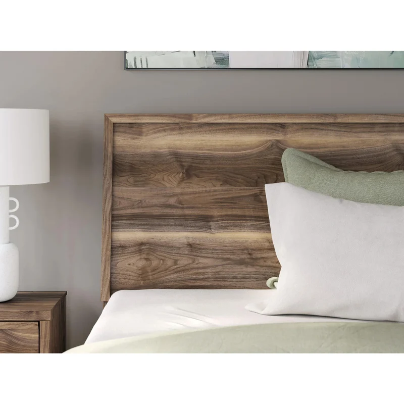Lit complet en bois/MDF brun noyer Simple / Double / Grand / Très grand - Chirason