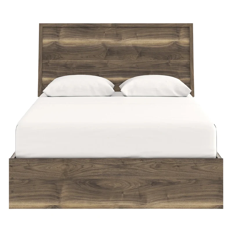 Lit complet en bois/MDF brun noyer Simple / Double / Grand / Très grand - Chirason
