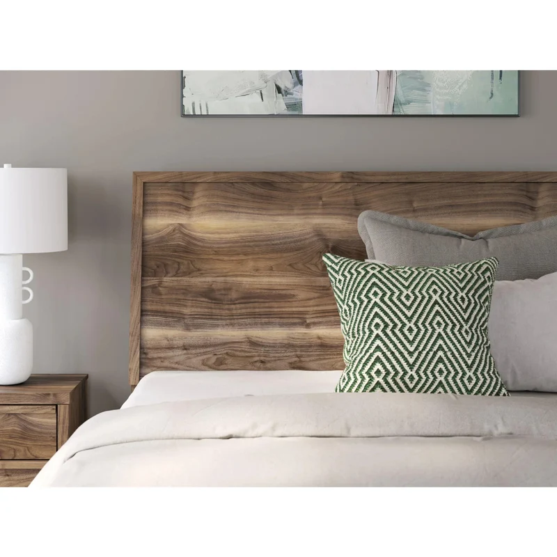 Lit complet en bois/MDF brun noyer Simple / Double / Grand / Très grand - Chirason
