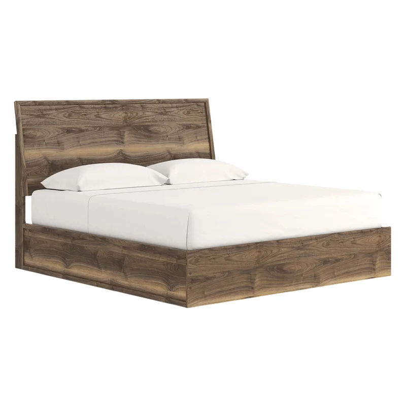 Lit complet en bois/MDF brun noyer Simple / Double / Grand / Très grand - Chirason